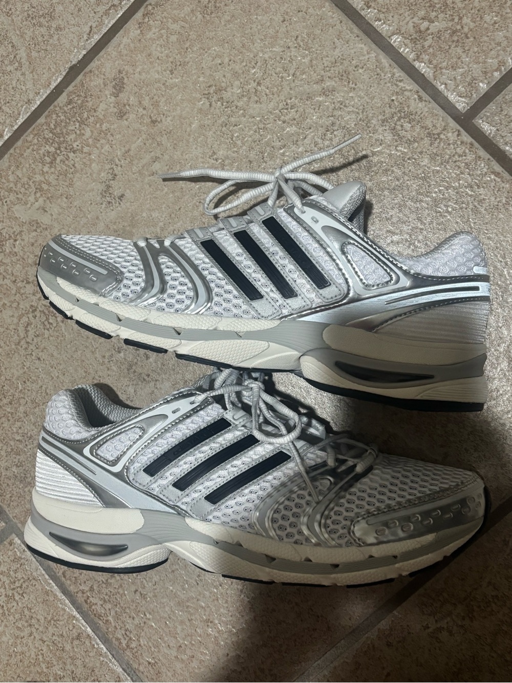 adidas Men’s White and Black Mesh Running Sneakers